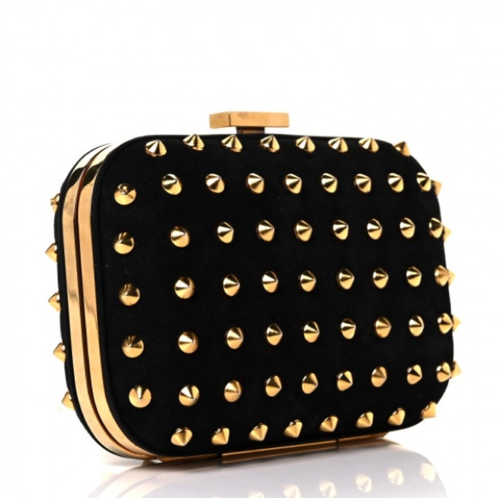 GUCCI Studded Broadway Clutch Black Gold event bag